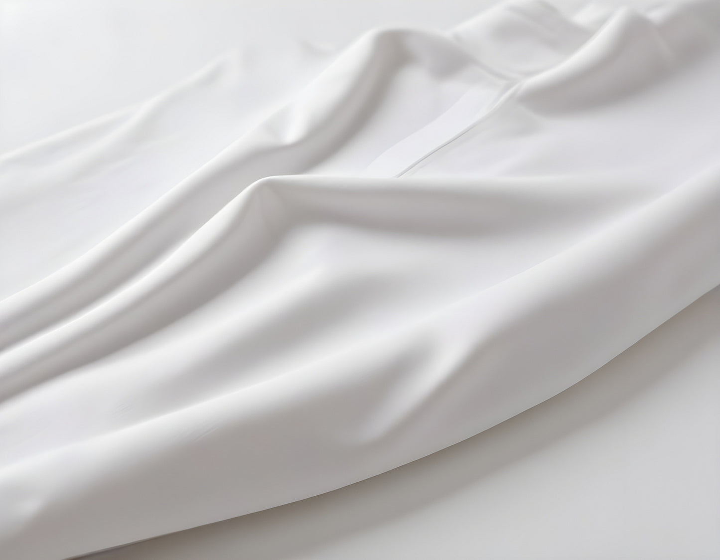 Soft, draped white fabric on a smooth surface creating a serene atmosphere in a minimalist setting