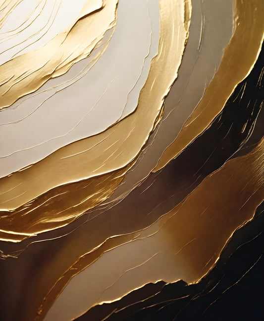 Golden abstract art with layered textures, showcasing elegance and depth in a modern design