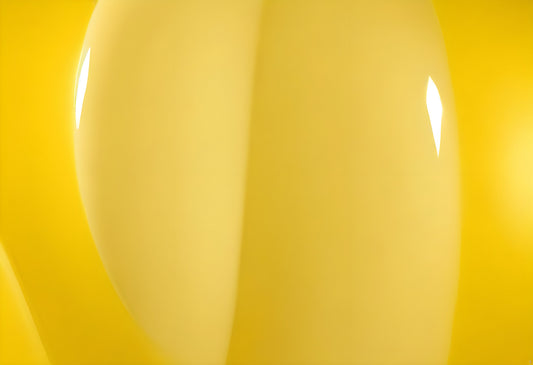 Glossy yellow substance oozing over a bright yellow background. Generative AI