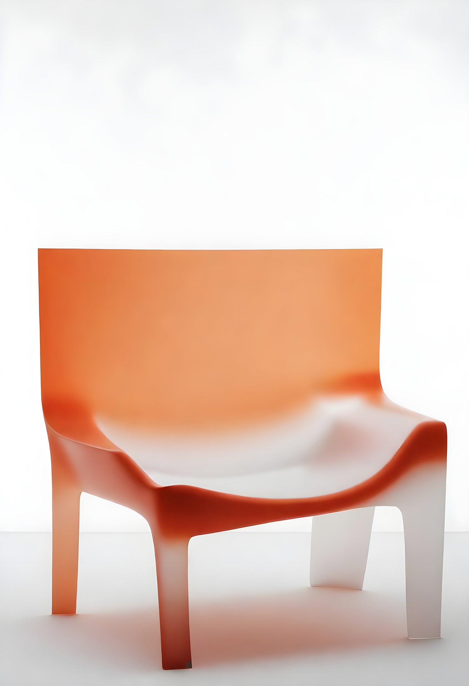 Modern orange and white chair with a unique design showcased against a soft background