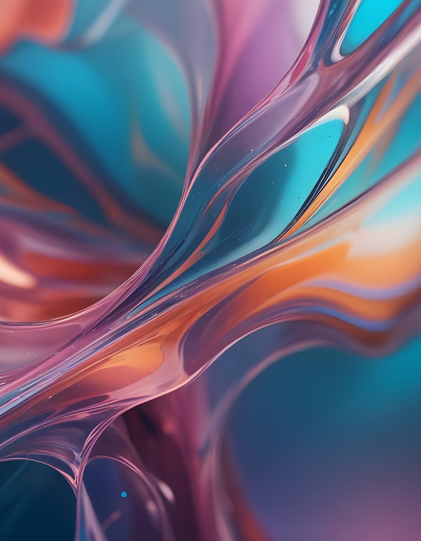 Abstract swirl of colorful glass-like shapes in soft lighting