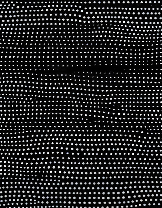 Abstract black and white pattern of evenly spaced dots creating a visually striking design