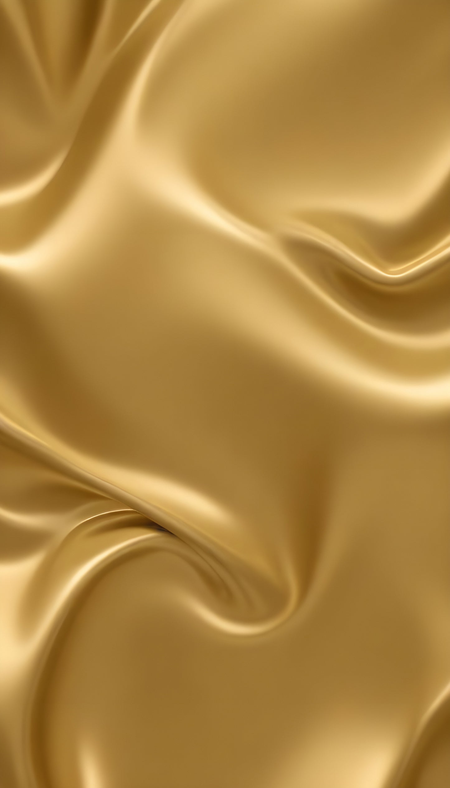 Golden satin fabric drapes elegantly with gentle waves under soft light. Generative AI