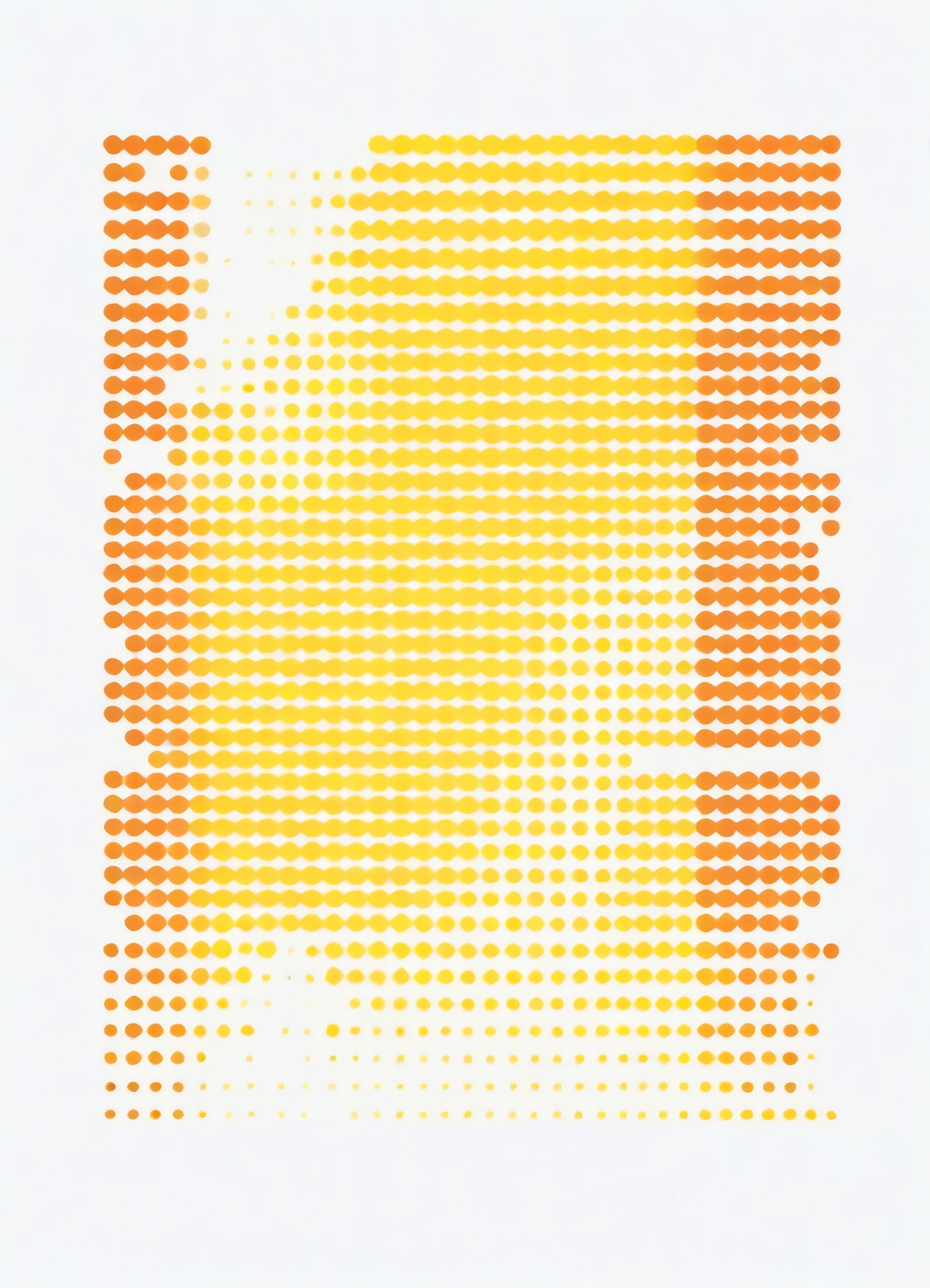 Vibrant gradient of yellow and orange dots creating an abstract pattern on a light background