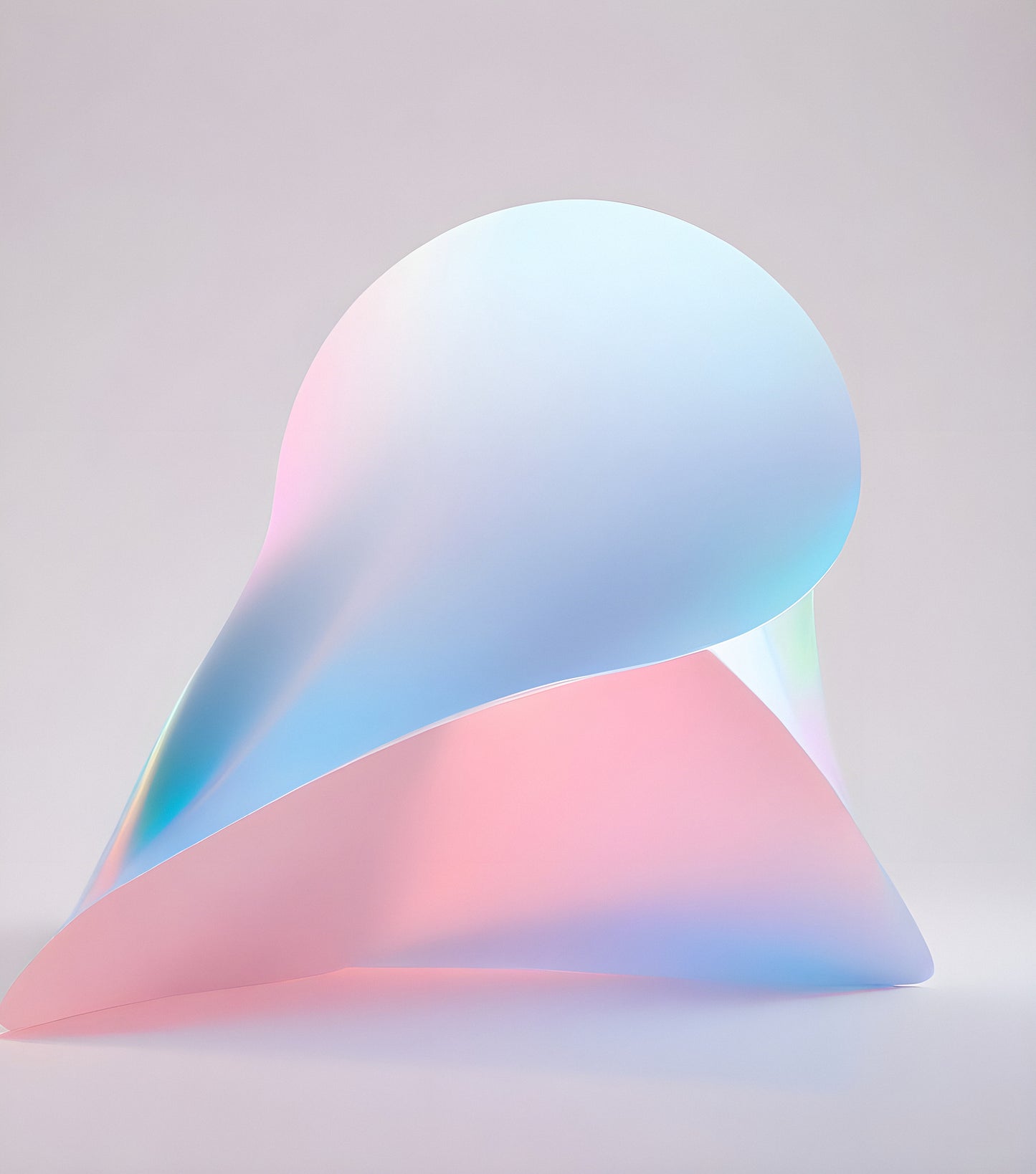 Abstract sculpture with soft curves and pastel colors displayed against a minimal backdrop